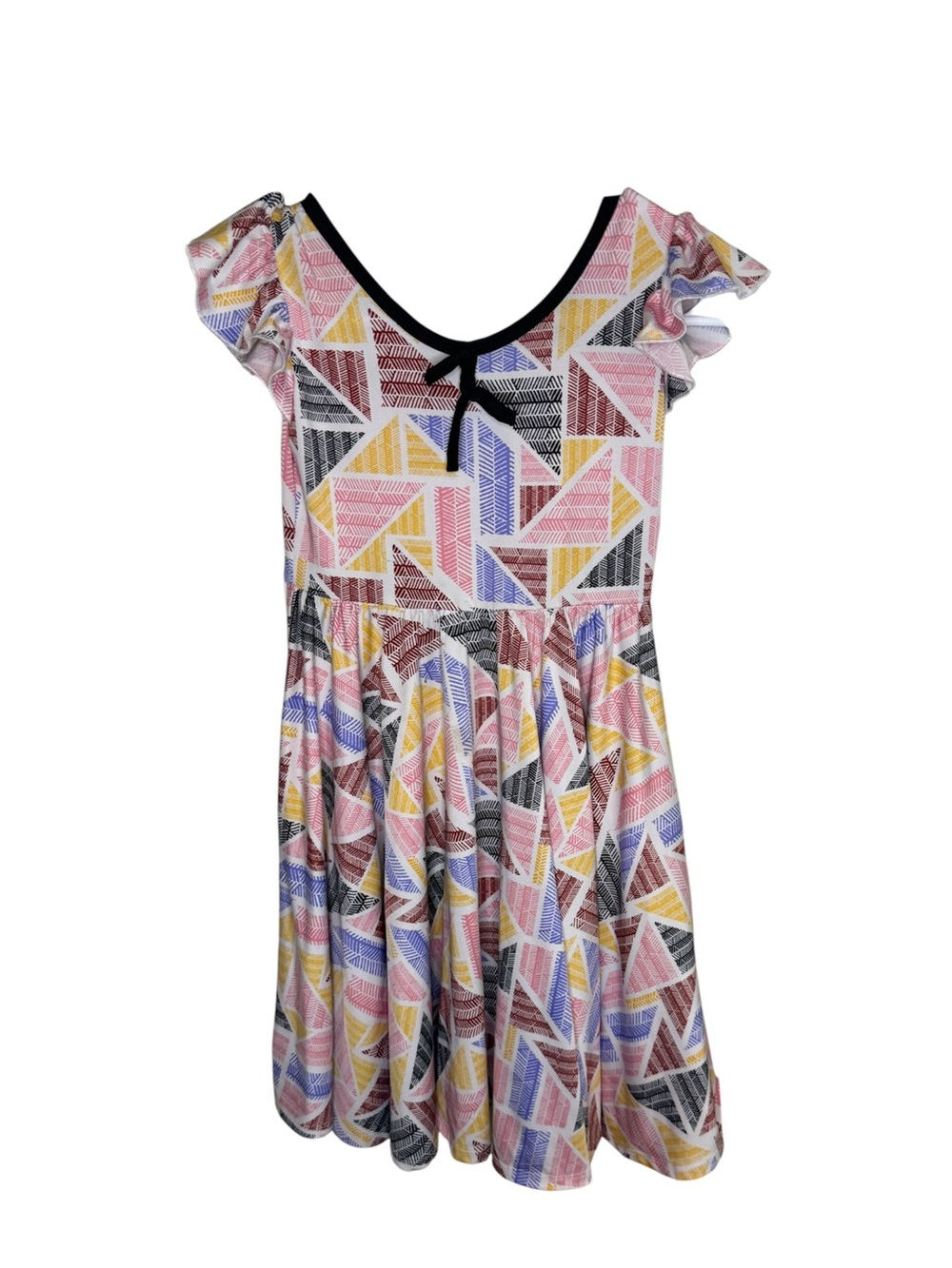 DotDotSmile Geometric Print Flutter Sleeve Dress - Girls Size 7